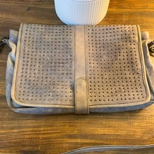 Platania Studded Grey Leather Crossbody Bag